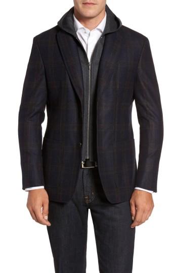 Men's Cardinal Of Canada Classic Fit Hooded Sport Coat - Blue