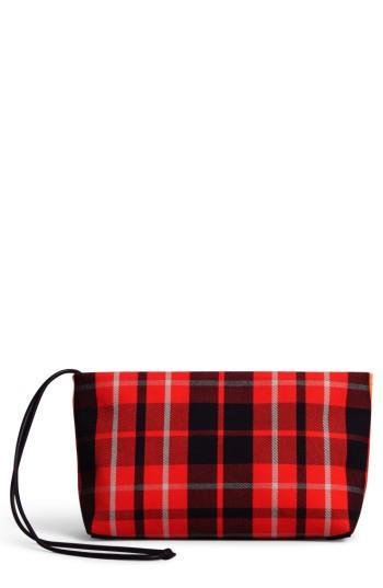 Burberry Tartan Zip Clutch - Red