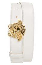 Men's Versace Medusa Head Leather Belt 0 Eu - White/hot Gold