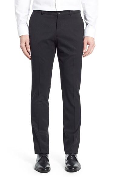 Men's Ballin Regular Fit Flat Front Trousers - Black