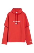 Women's Vetements Tommy Hilfiger Double Sleeve Hoodie - Red