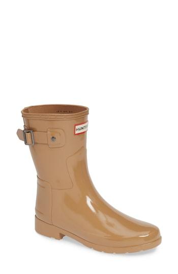 Women's Hunter 'refined Short' Gloss Rain Boot M - Brown