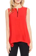 Women's Vince Camuto Zip Neck Mixed Media Top - Orange