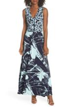 Women's Leota Nicole Print V-neck Maxi Dress - Blue