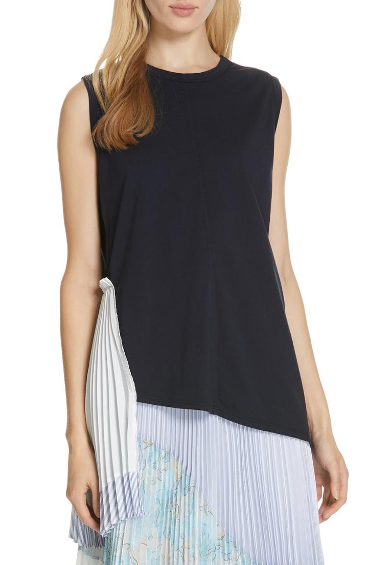 Women's Clu Side Pleat Asymmetrical Tank - Blue