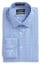Men's Nordstrom Men's Shop Smartcare(tm) Traditional Fit Windowpane Dress Shirt .5 32/33 - Blue