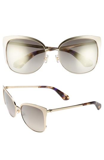 Women's Kate Spade New York 'genice' 57mm Cat-eye Sunglasses - Gold Havana