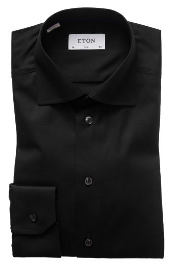 Men's Eton Slim Fit Twill Dress Shirt .5 - Black