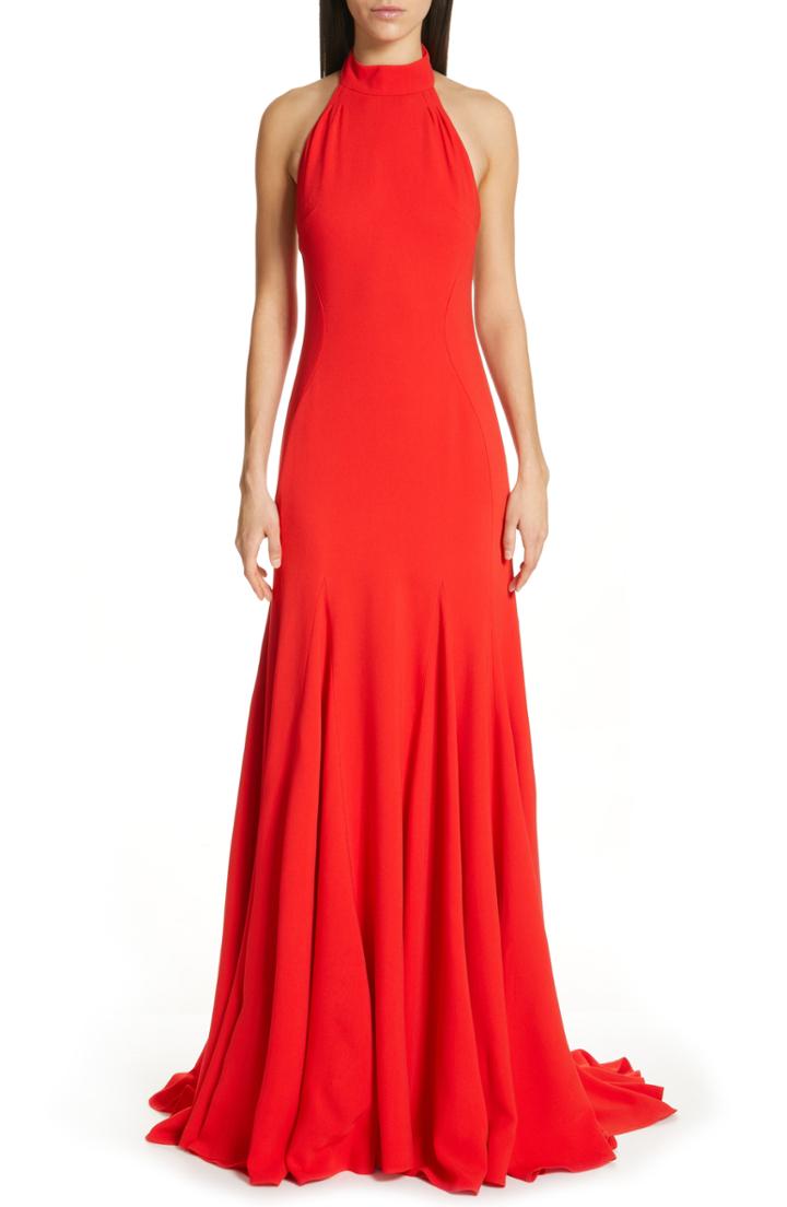 Women's Stella Mccartney Magnolia Halter Trumpet Gown Us / 40 It - Red