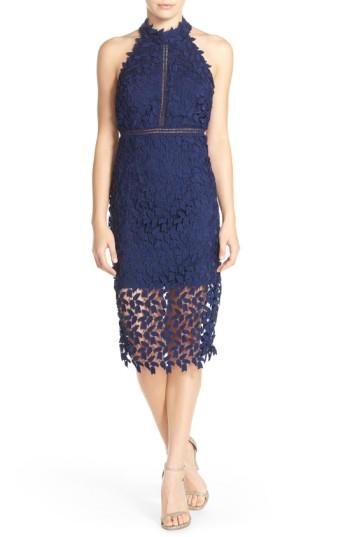 Women's Bardot 'gemma' Halter Lace Sheath Dress - Blue