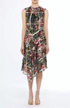 Women's Etro Metallic Grid Floral Print Silk Dress Us / 42 It - Black