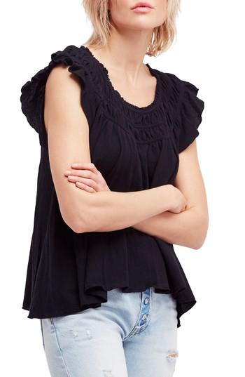 Women's Free People Coconut Gathered Top, Size - Black