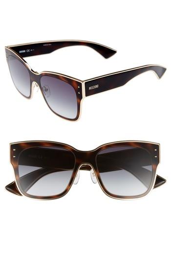 Women's Moschino 55mm Cat Eye Sunglasses - Dark Havana