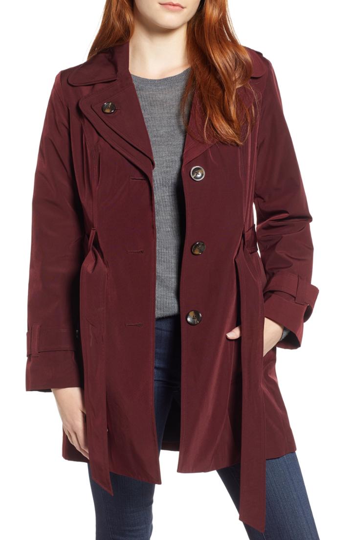 Women's London Fog Double Collar Trench Coat, Size - Red