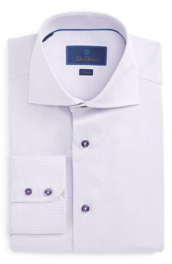 Men's David Donahue Trim Fit Solid Dress Shirt 32/33 - Purple