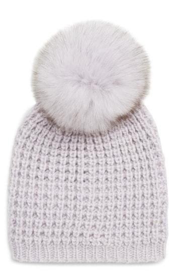 Women's Kyi Kyi Genuine Fox Pompom Hat - Purple