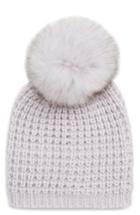 Women's Kyi Kyi Genuine Fox Pompom Hat - Purple