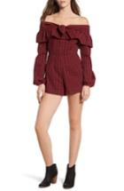 Women's The Fifth Label Campus Off The Shoulder Romper - Burgundy