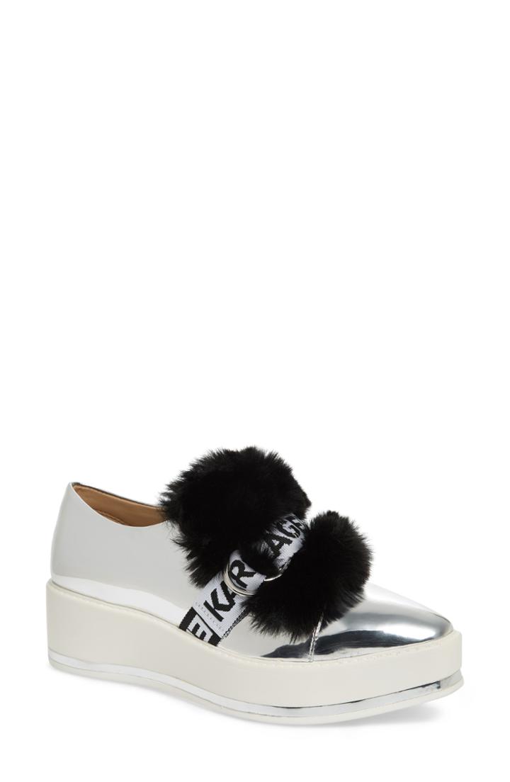 Women's Karl Lagerfeld Paris Birdie Platform Sneaker .5 M - Metallic