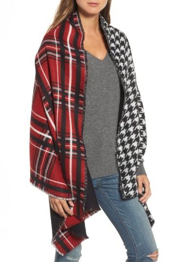 Women's Treasure & Bond Remix Brushed Plaid Wrap, Size - Red