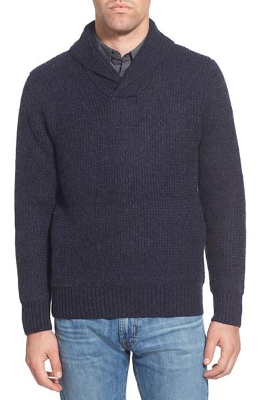 Men's Schott Nyc Regular Fit Shawl Collar Sweater - Blue