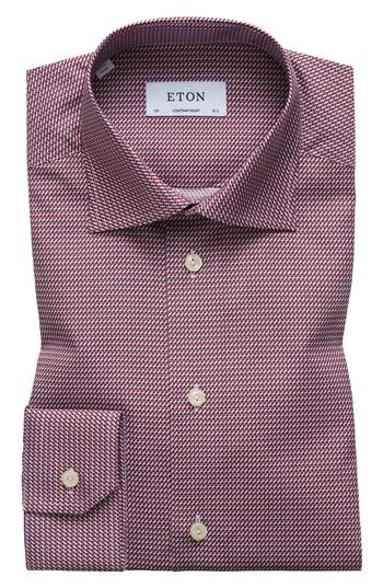 Men's Eton Contemporary Fit Geometric Dress Shirt .5 - Red