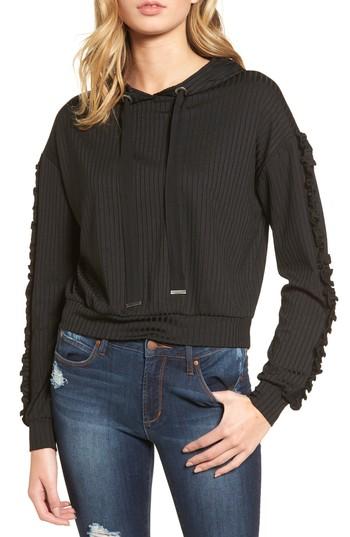 Women's Chloe & Katie Ruffle Sleeve Ribbed Hoodie