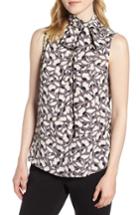Women's Anne Klein Tie Front Print Blouse - Beige