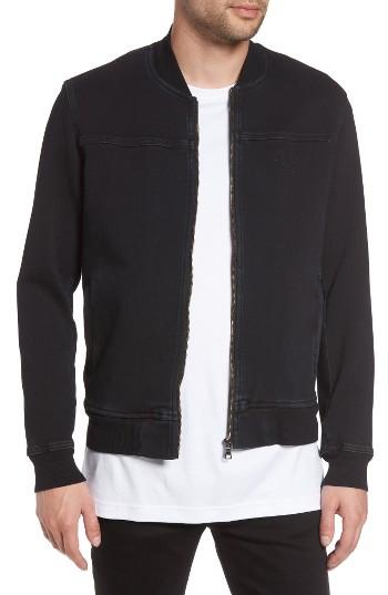 Men's True Religion Brand Jeans Overdyed Bomber Jacket, Size - Black