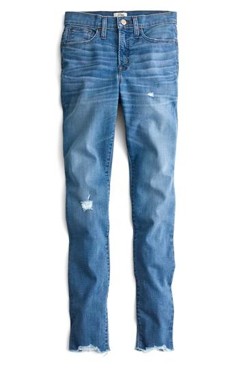Women's J.crew High Rise Cut Hem Toothpick Jeans