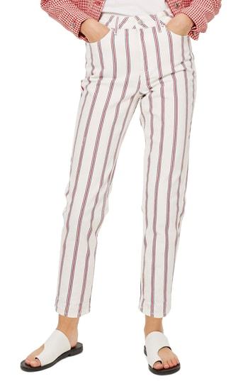 Women's Topshop Stripe Mom Jeans W X 30l (fits Like 25-26w) - White