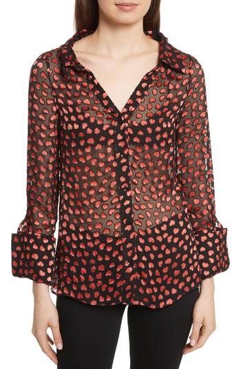 Women's Alice + Olivia Emmerson Burnout Heart Blouse - Red
