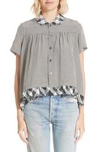 Women's Tricot Comme Des Garcons Ruffle Hem Gingham Top - Black
