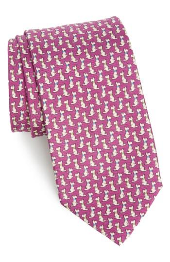 Men's Salvatore Ferragamo Augusto Dog Print Silk Tie, Size - Purple
