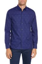 Men's Ted Baker London Peckham Trim Fit Fil Coupe Cards Sport Shirt (m) - Blue