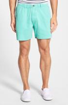 Men's Vintage 1946 'snappers' Vintage Washed Elastic Waistband Shorts - Blue/green