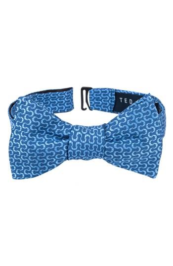Men's Ted Baker London Charming Abstract Silk Bow Tie, Size - Blue