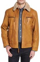 Men's Missani Le Collezioni Leather Jacket With Detachable Genuine Shearling Collar - Brown