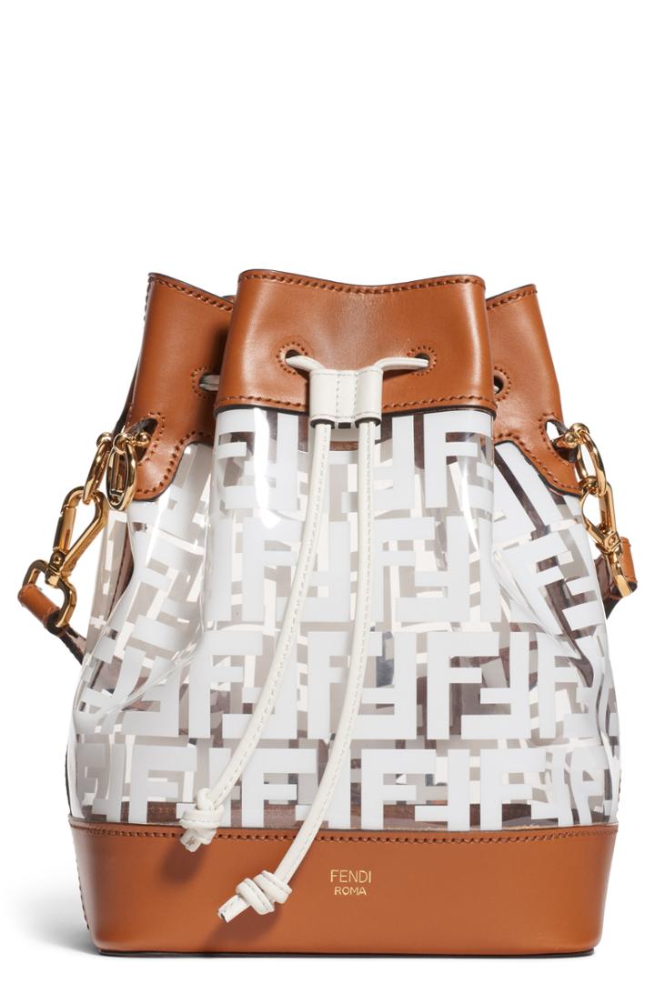 Fendi Mon Tresor Logo Transparent Bucket Bag - White