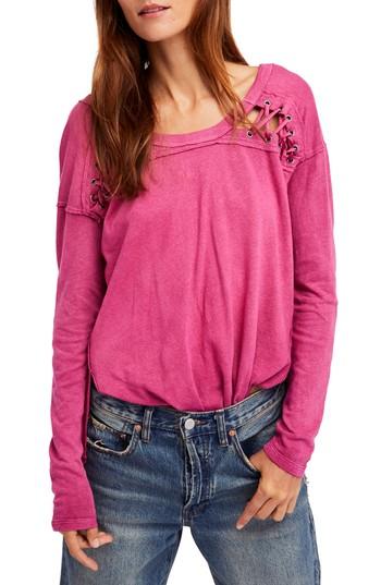 Women's Free People First Love Lace-up Tee, Size - Pink