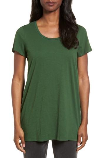 Women's Eileen Fisher U-neck Organic Cotton Tee - Green