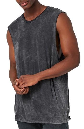 Men's Topman Acid Wash Tank - Black