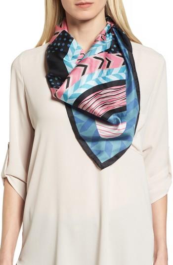 Women's Rebecca Minkoff Geo Evil Eye Square Silk Scarf, Size - Black