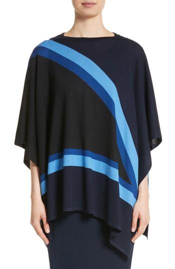 Women's St. John Collection Intarsia Knit Jersey Poncho, Size /small - Blue
