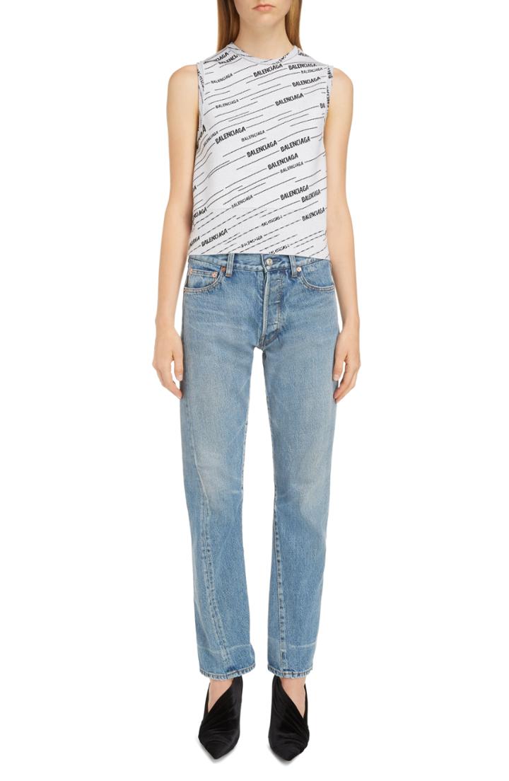 Women's Balenciaga Jacquard Stripe Logo Sweater