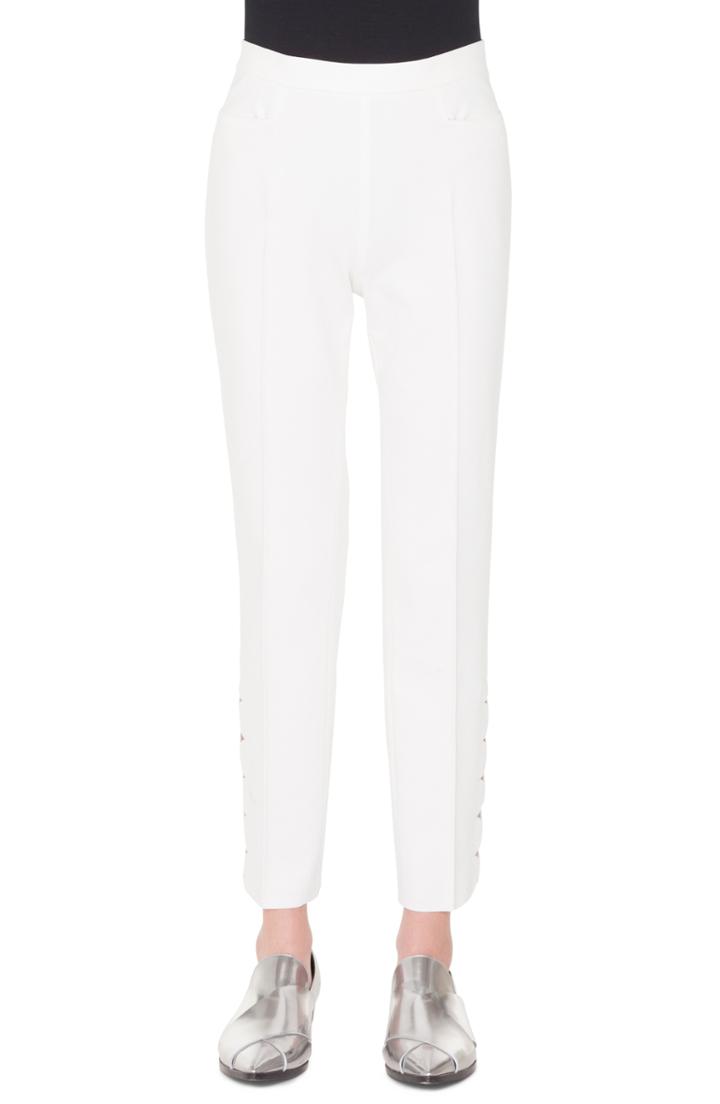 Women's Akris Punto Franca Scallop Cutout Pants - White