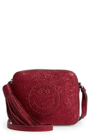 Anya Hindmarch Smiley Metallic Leather Crossbody Bag -