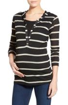 Women's Lab40 'zoe' Stripe Maternity/nursing Hoodie - Black