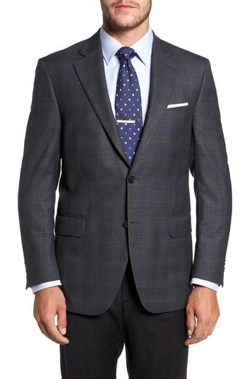 Men's Peter Millar Classic Fit Plaid Wool Sport Coat R - Black
