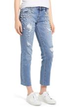 Women's Kut From The Kloth Reese Pearl Detail Raw Edge Jeans X - Blue